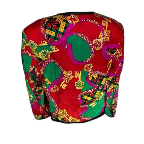 Saks Fifth Avenue 100% Silk Artsy Multicolored Pattern Button Up Jacket Womens - Picture 3 of 6